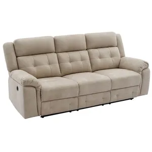 VENTE-UNIQUE Canapé 3 places relax électrique en microfibre beige ORTIANO pas cher