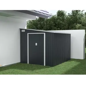 VENTE-UNIQUE Abri de jardin métal adossé en acier galvanisé anthracite 4,97 m² - DAUSTIN pas cher