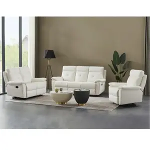 VENTE-UNIQUE Canapé 3 places relax en cuir blanc VINETA pas cher