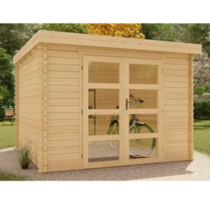 VENTE-UNIQUE Abri de jardin en bois avec toit plat 8,8 m² épaisseur 28 mm - LOTAVI