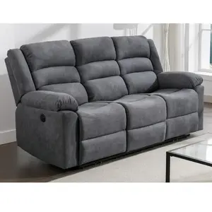 VENTE-UNIQUE Canapé 3 places relax électrique en tissu gris BUROLO pas cher