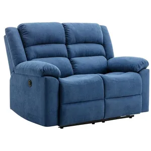VENTE-UNIQUE Canapé 2 places relax électrique en tissu bleu BUROLO pas cher