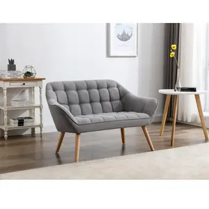 VENTE-UNIQUE Canapé 2 places en tissu gris CASERTA pas cher