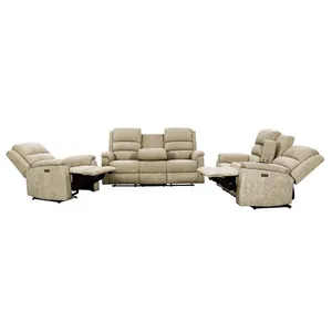 VENTE-UNIQUE Canapé 3+2+1 places relax électrique en tissu beige NEVERS pas cher