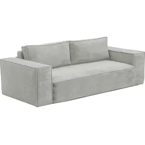 VENTE-UNIQUE Canapé 3 places convertible express en velours côtelé gris - Couchage 140 cm - Matelas 13 cm avec mémoire de forme - AMELIA pas cher