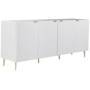 VENTE-UNIQUE Buffet avec 4 portes en MDF et acier - Blanc et doré - YESINIA pas cher