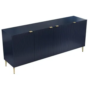 VENTE-UNIQUE Buffet avec 4 portes en MDF et acier - Bleu et doré - YESINIA pas cher