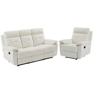 VENTE-UNIQUE Canapé 3 places et fauteuil relax en cuir blanc VINETA pas cher