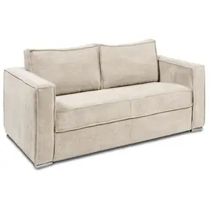 VENTE-UNIQUE Canapé 3 places convertible express en velours côtelé beige - Couchage 140 cm - Matelas 22 cm LORETO pas cher