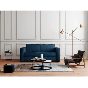 VENTE-UNIQUE Canapé 4 places convertible express en velours côtelé bleu nuit - Couchage 160 cm - Matelas 22 cm LORETO pas cher