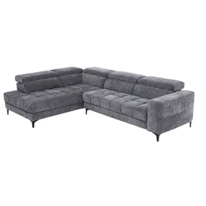 VENTE-UNIQUE Canapé d'angle gauche relax électrique avec assise coulissante en tissu anthracite MONISO pas cher