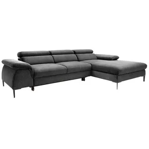 VENTE-UNIQUE Canapé d'angle droit convertible en velours anthracite SEPINA pas cher