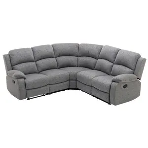 VENTE-UNIQUE Canapé d'angle relax en tissu gris clair RIETI pas cher