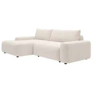 VENTE-UNIQUE Canapé d'angle gauche convertible en tissu texturé crème DAVISO pas cher