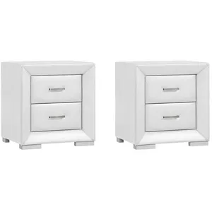 VENTE-UNIQUE Lot de 2 tables de chevet - 2 tiroirs - Simili blanc - CAPITOLE pas cher
