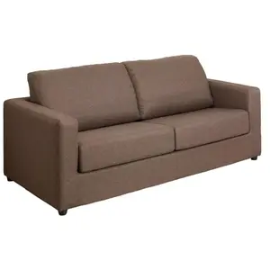 VENTE-UNIQUE Canapé 3 places convertible express en tissu marron Couchage 140 cm - Matelas 14 cm DONETO pas cher