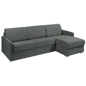 VENTE-UNIQUE Canapé d'angle convertible express en tissu gris - Couchage 140 cm - Matelas 18 cm - CALIFE pas cher