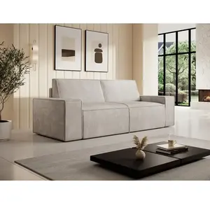 VENTE-UNIQUE Canapé 3 places en velours côtelé beige AMELIA pas cher