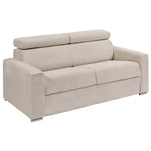 VENTE-UNIQUE Canapé 4 places convertible express en velours côtelé beige - Couchage 160 cm - Matelas 22 cm - VIZIR pas cher