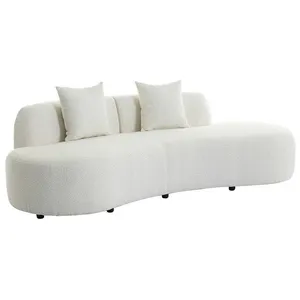 VENTE-UNIQUE Canapé 3 places en tissu bouclette blanc BASILIANA pas cher