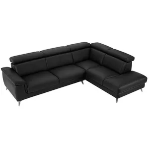VENTE-UNIQUE Canapé d'angle droit en cuir noir MARAMBA pas cher