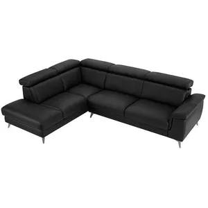 VENTE-UNIQUE Canapé d'angle gauche en cuir noir MARAMBA pas cher
