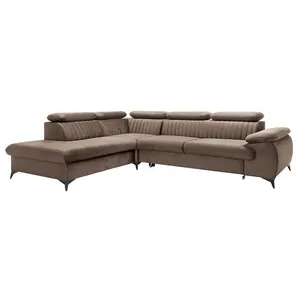 Canapé grand angle gauche convertible en velours taupe SAMARA de Pascal Morabito pas cher
