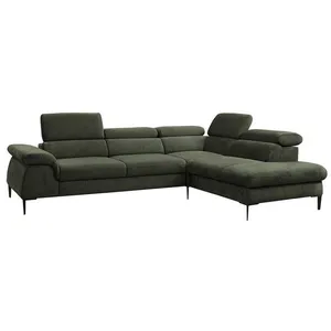 Vente-unique Grand canapé dangle droit convertible en velours vert SEPINA pas cher