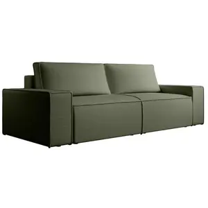 Comparateur de prix : VENTE-UNIQUE Canapé 4 places convertible en velours texturé vert AMELIA