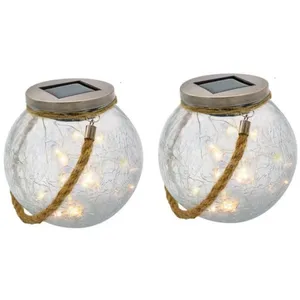 Lot de 2 boules solaires Lumisky crack ball cord - H13 cm - Verre craq... pas cher