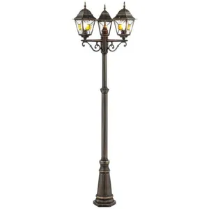 Lampadaire extérieur janel Brilliant noir doré - métal/verre - 3x60W -... pas cher