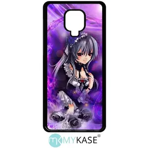 Coque pour Xiaomi Redmi Note 9 Pro - MY-KASE - Manga fille violet - Rigide - Mat - Noir pas cher