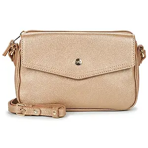 Hexagona   Sac bandoulière en cuir doré grainé 20 x 15 x 6 cm bandoulière ajustable pas cher