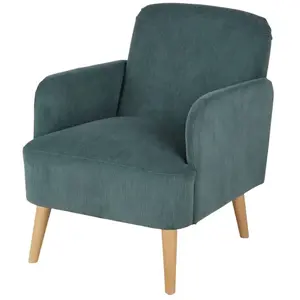 Maisons du Monde Fauteuil in kordfluweel groen en beukenhouten poten pas cher