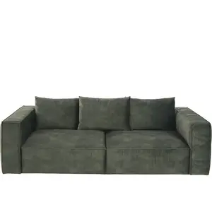 Maisons du Monde Donkergroene fluwelen zetel met 4 zitplaatsen pas cher