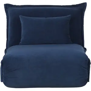 Maisons du Monde Donkerblauwe 1-zits slaapbank van corduroy pas cher