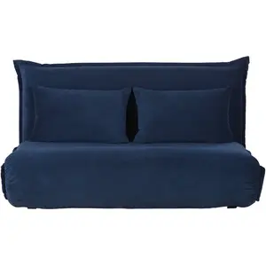 Maisons du Monde 2-zits slaapbank van donkerblauw corduroy pas cher