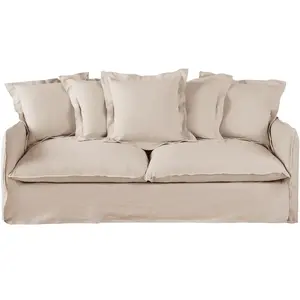 Maisons du Monde Zetel van linneneffect met 3/4 zitplaatsen, beige pas cher