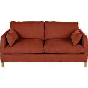 Maisons du Monde Canapé convertible 3/4 places en velours côtelé orange écureuil, matelas 10 cm