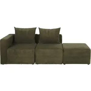 Maisons du Monde 2-3 zits bank van groene corduroy velours pas cher