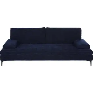 Maisons du Monde Canapé 3 places dossier avance-recule en textile velouté bleu nuit pas cher