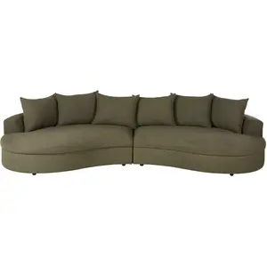 Maisons du Monde Canapé 6/7 places bouclettes vert kaki pas cher