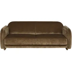 Maisons du Monde Canapé 3/4 places en velours effet vieilli vert kaki