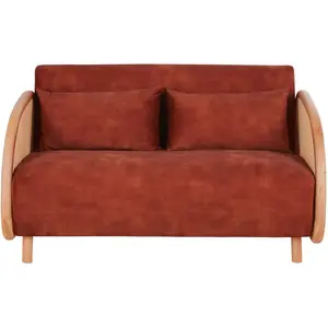 Terracotta fluwelen 2-zits slaapbank pas cher
