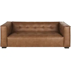 Maisons du Monde Canapé 3 places en textile enduit camel pas cher