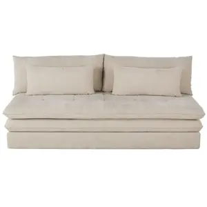 Maisons du Monde Beige gerecycleerde stoffen slaapbank pas cher