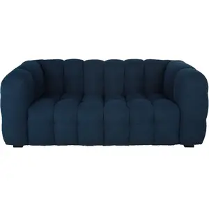 Maisons du Monde Wollen zetel met bouclé-effect en 2 zitplaatsen, nachtblauw pas cher