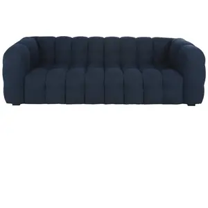 Maisons du Monde Canapé nuage 3/4 places bouclette bleu nuit pas cher