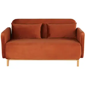 Maisons du Monde Fluwelen slaapzetel met 2/3 zitplaatsen, eekhoornbruin pas cher