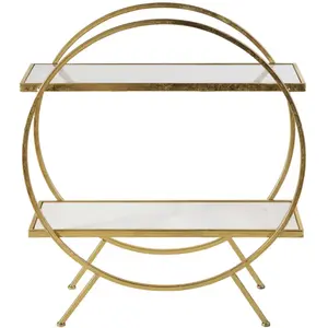 Maisons du Monde Etagère en métal doré et marbre blanc pas cher
